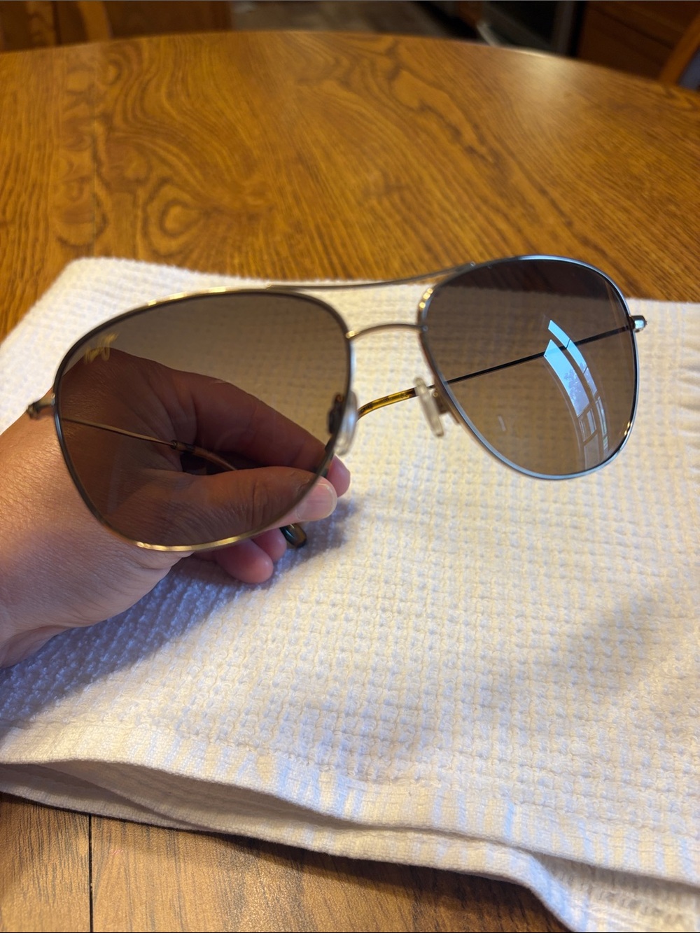 Maui Jim Cliff House Gold Titanium Frame Brown Lens Aviator Sunglasses - Picture 3 of 10